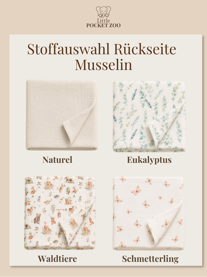 Personalisierte Babydecke aus Waffelpiqué & Musselin